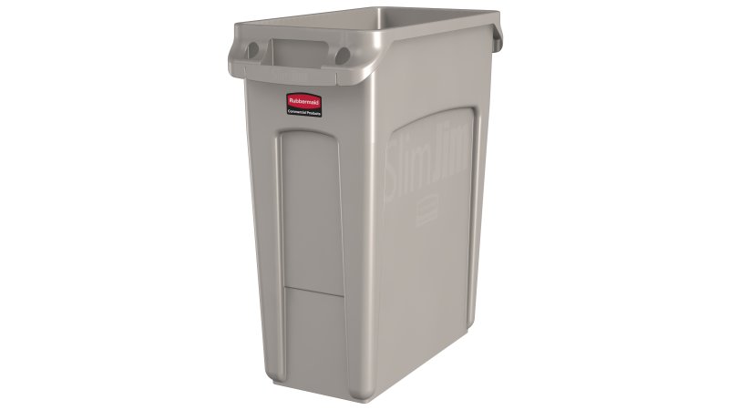 16 Gallon Plastic Gray 1971258 Rubbermaid Commercial Vented Slim Jim Trash Can Waste Receptacle