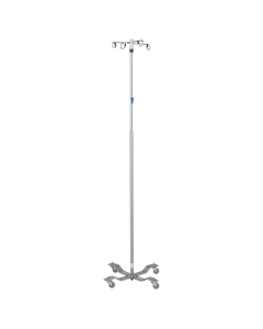 Blickman 8889SS-4 Northern Stainless Steel 4-Leg I.V. Stand, 4-Hook Ram's Horn, 518889400