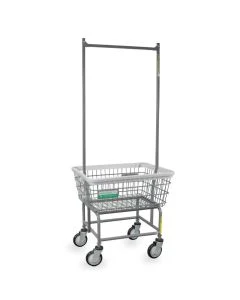 R&B Wire 100E58/ANTI Antimicrobial Wire Laundry Cart With Double Pole Rack, 2.5 Bushel