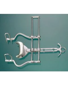 Miltex 11-420 Abdominal Retractor, 7" Spread, Fenestrated Side Blades 2½"D & Solid Center Blade 3" x 1¾"D