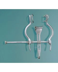 Miltex 11-430 Pediatric Abdominal Retractor, 4" Spread, Fenestrated Side Blades & Solid Center Blade 1"D, Light Pattern