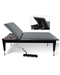 Hausmann Enterprises 1428-57 Hi-Lo 21" - 31"H Bariatric Electric Mat Platform with Power Backrest, Black Powder Coat