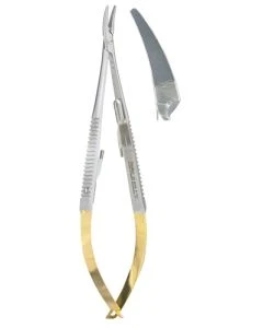 Miltex 18-1832A-TC Castroviejo Needle Holder, 5½", Lock, Carb-N-Sert, Serrated, Curved
