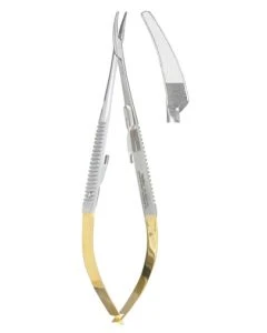 Miltex 18-1832TC Castroviejo Needle Holder, 5½", Lock, Carb-N-Sert, Smooth, Curved