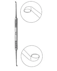 Miltex 19-2530 House Stapes Curette, Double Ended, 2.25mm x 3mm & 2mm x 2.5mm Cups, Flat Handle, 6"
