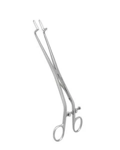 Miltex 30-1350 Endocervical Speculum, 9½", Gauge & Set Screw, Offset Ring Handles, Fenestrated Jaws 7 x 25mm