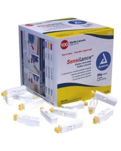 Dynarex 7124 26 G x 0.07" Button Activated Safety Lancets, Sterile, 100/Box, 10/Case 