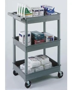 Luxor 40.5 in. High 3-Shelf Tub Utility Cart w/ 4 in. Casters