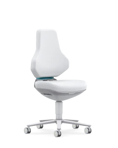 Bimos 20026422 Texon Cleanroom Chair, 9173R, ESD Capable, Desk Height, White, Armless-Blue Accent 
Flex Bar