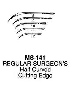 Miltex MS141-8 Surgeons Needle, Size 8, Half Curved Cutting Edge, 12/pkg