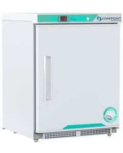 Corepoint Scientific White Diamond Series Undercounter Refrigerator, Built-In, 4.6 Cu. Ft., Solid Door