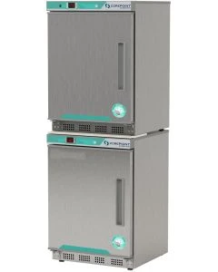 Corepoint Scientific White Diamond Series Refrigerator & CONTROLLED Auto Defrost Freezer Combination, 7 Cu. Ft. (5.2 Ref./1.0 Freezer), Glass Door Ref., Solid Door Freezer