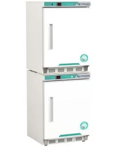 Corepoint Scientific White Diamond Series Refrigerator & Auto Defrost Freezer Combination, 12 Cu. Ft. (10.5 Ref./1.7 Freezer), Glass Door Ref., Solid Door Freezer