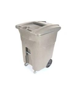 Toter 96 Gallon Document Trash Can with Wheels and Key Lid Lock, Graystone, CDC96-00GST