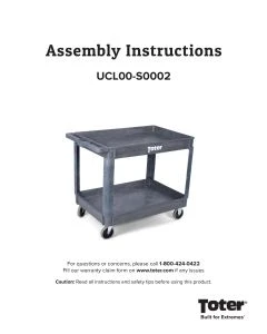 Toter Material Handling Utility Cart with Lipped Top and Straight Handle Black UCL00 S0001