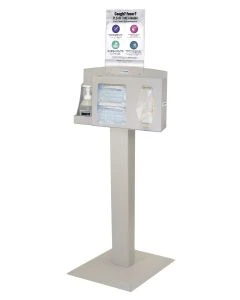CME CMEB-CYC-01 Cover Your Cough Stand with Respiratory Hygiene Station, Hand Sanitizer Floor Stand, Sign Holder - Vertical