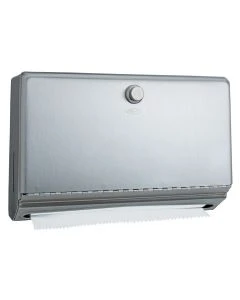 Bobrick 26212 Paper Towel Holder, C Fold, SS, Half Size, Key Lock