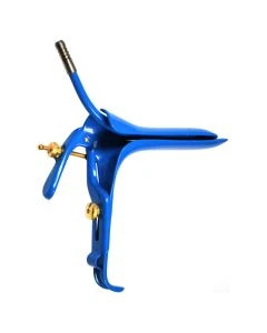 BR Surgical BR71-11052 Graves 1.25" x 4" Medium Vaginal Speculum with Smoke Extractor, Leep Blue Coated