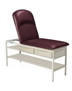 Brewer 2210-27 Element Metal Frame Treatment Table, Basic Frame w/ Shelf and Drawers, Standard Top, Standard Vinyl Upholstery, Cabernet