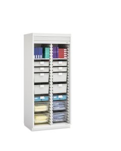 Innerspace Evolve Cabinet with Accessory Pack and Roll-Top Door, AireCore and Brushed Aluminum