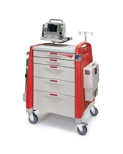 Capsa Healthcare AM9MC-ER-B-DR221 Cart,Medical,9H-Mld,Ful-Dwr,Brk-Awy,Red