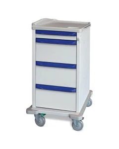 Capsa Healthcare M2PC-C-PM-D103 M-Series 23.1" x 26.7" x 43" Punch Medication Cart with Keyless Auto-Relock, Platinum