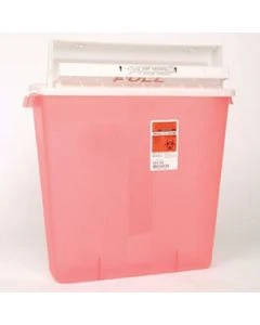 Cardinal Health & NDC KEN 8541SA Sharpstar IV 4 Gal Sharps Container with Counter Balanced Lid, Transparent Red, 10/Case