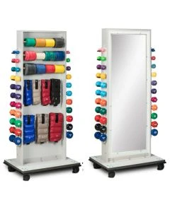 Clinton Industries INC 7121 31"L x 24"W x 71"H Combo Mirror/Cuff, Band and Dumbbell Rack, Polycarbonate/Solid Plastic