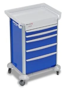 Detecto 2000111 Mobile Care Medical Cart, Blue, with Keyed Lock Lock, None RFID, 5 Drawers, 39 Height, Drawer Configuration: 3-3-6-6-9