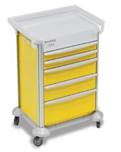 Detecto 2000131 Mobile Care Medical Cart, Yellow, with Keyed Lock Lock, None RFID, 5 Drawers, 39 Height, Drawer Configuration: 3-3-6-6-9