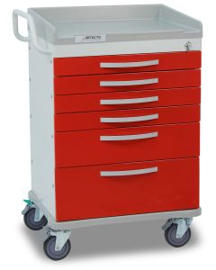 Detecto Rescue Series ER Medical Cart with 5 Red Drawers RC33669RED
