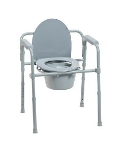 Drive Medical 11148-1 13.5"L x 15"W x 16.5" - 22.5"H Folding Commode Chair, Steel 1/Cs
