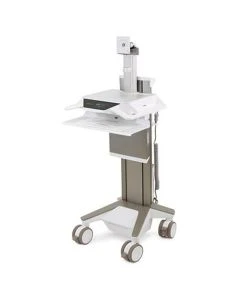 Ergotron C52-1201-1 CareFit Pro LiFe Powered Full-Featured Medical Cart, White/Warm Grey