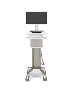 Ergotron C52-2201-1 CareFit Pro LiFe Powered Full-Featured Electric Lift Medical Cart, White/Warm Grey