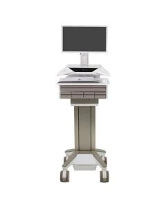 Ergotron C52-2251-1 CareFit Pro LiFe Powered Full Featured Electric Lift Medical Cart, 5 Drawers, White/Warm Grey