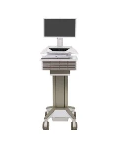 Ergotron C52-2281-1 CareFit Pro LiFe Powered Full-Featured Electric Lift Medical Cart, 8 Drawers (4x2), White/Warm Grey