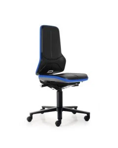 Bimos 20025407 Neon Chair 9573, Desk Height, Armless-Blue Accent Trim