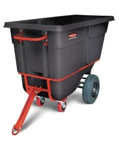 Rubbermaid 1 Cubic Yard Towable, Trainable Rotomolded Heavy-Duty Tilt Truck, FG131641BLA