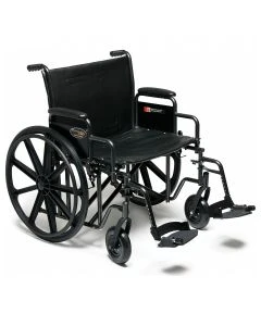 Graham Field 3G010520 Traveler HD Wheelchair, 500lb Capacity, Built In Chart Pocket - 24" Seat Width, Detachable Desk Arm, Black Leatherette Upholstery, Swingaway Footrests