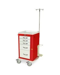 Harloff A-Series Aluminum Mini Line 5 Drawer Cart with Short Cabinet, Breakaway Lock and EMG Accessory Package