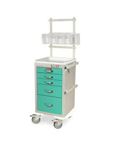 Harloff A-Series Aluminum Mini Line 5 Drawer Cart with Short Cabinet, Electronic Lock and ANS Accessory Pkg