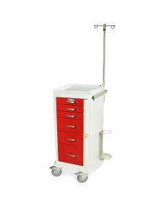 Harloff A-Series Aluminum Mini Line 6 Drawer Cart with Short Cabinet, Breakaway Lock and EMG Accessory Pkg.