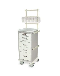 Harloff A-Series Aluminum Mini Line 6 Drawer Cart, Tall Cabinet with Key Lock, Accessory Package and 5" Casters