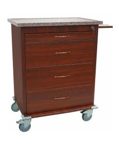 Harloff WV540PC-CM Wood Look Vinyl Coated Aluminum Cart, Key Lock, Cherry Mahogany with Gray Granite Top, 540 Card Capacity