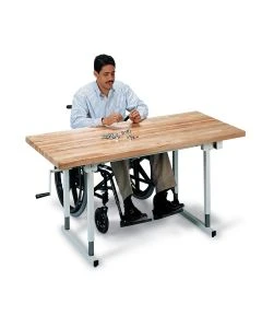 Hausmann 4325 Deluxe Crank Butcher Block Work Tables - Discontinued