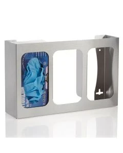 Health Care Logistics 17898 Triple Glove Box Holder with Dividers, Stainless Steel