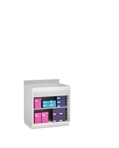 Innerspace Evolve Base Cabinet with FlexCell and Roll-Top Door, AireCore and Brushed Aluminum, SEB2736BRTC