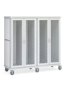 Innerspace SR4TGC Roam 4 Tall Supply Cart with Triple Center Column, Glass Doors