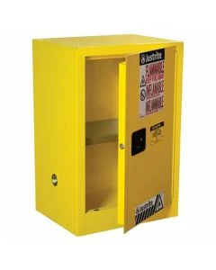 Justrite 891200 20"L x 14.6"W x 30.5"H 12 Gallon Flammable Safety Cabinet with 1 Door and 1 Shelf, Yellow