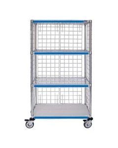 Logiquip MEB466CH-CL 60"L x 24"W x 69"H Enclosed Shelving Cart with 4-Shelves and 4 Swivel Casters, Chrome